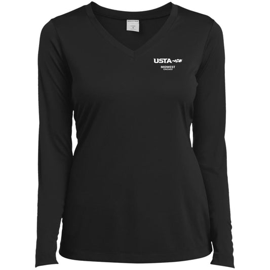USTA Midwest Chicago Ladies’ Long Sleeve Performance V-Neck Tee