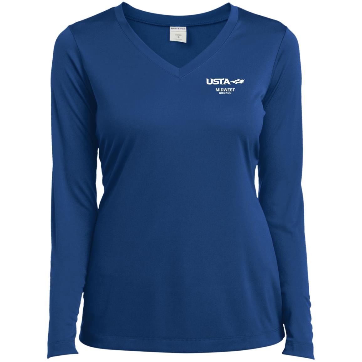 USTA Midwest Chicago Ladies’ Long Sleeve Performance V-Neck Tee