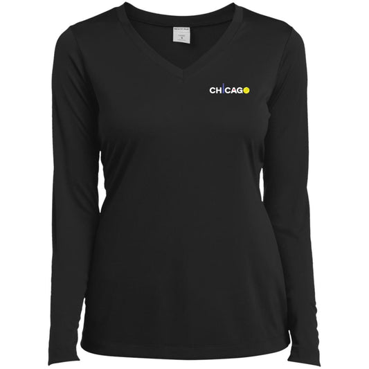 Chicago Designer Ladies’ Long Sleeve Performance V-Neck Tee