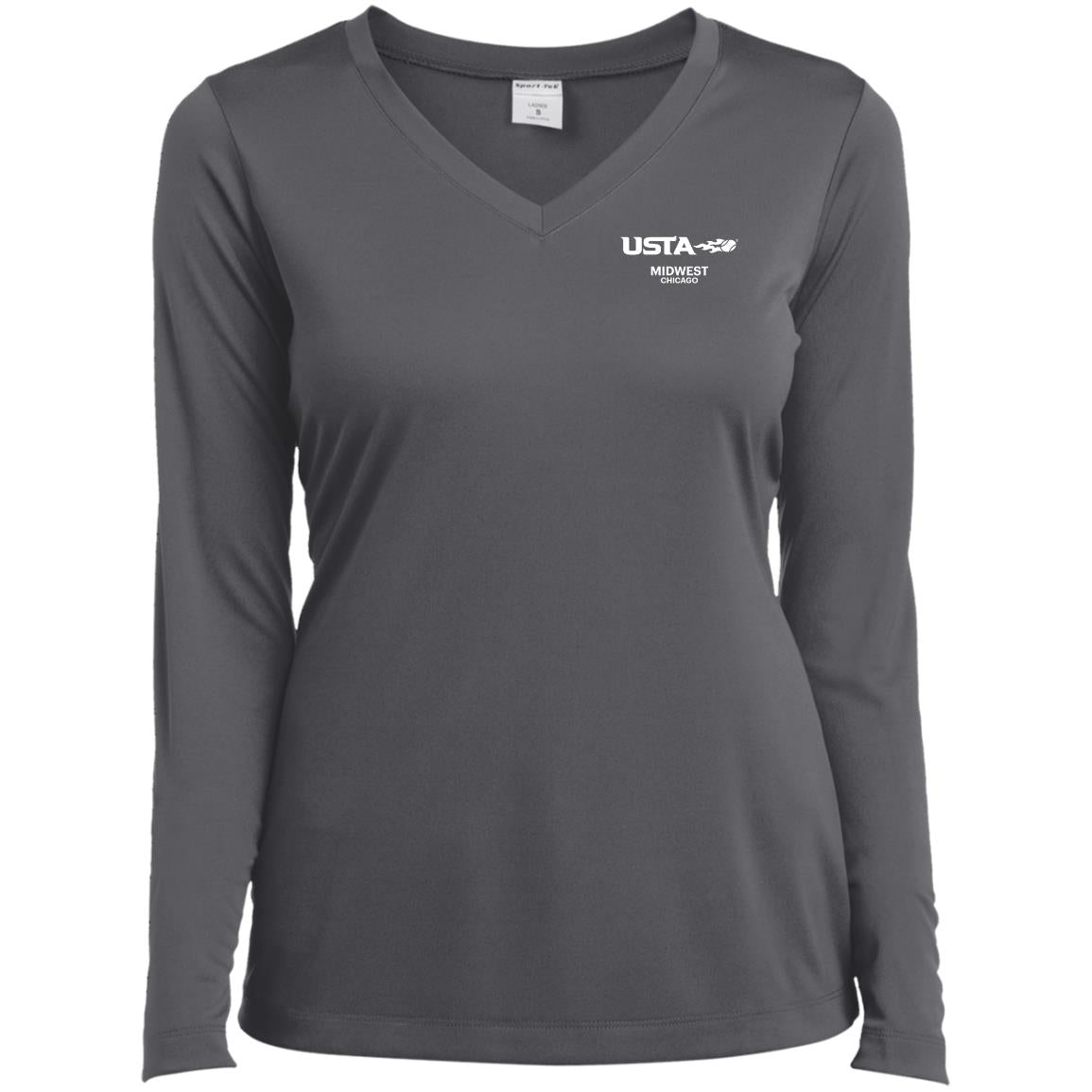 USTA Midwest Chicago Ladies’ Long Sleeve Performance V-Neck Tee